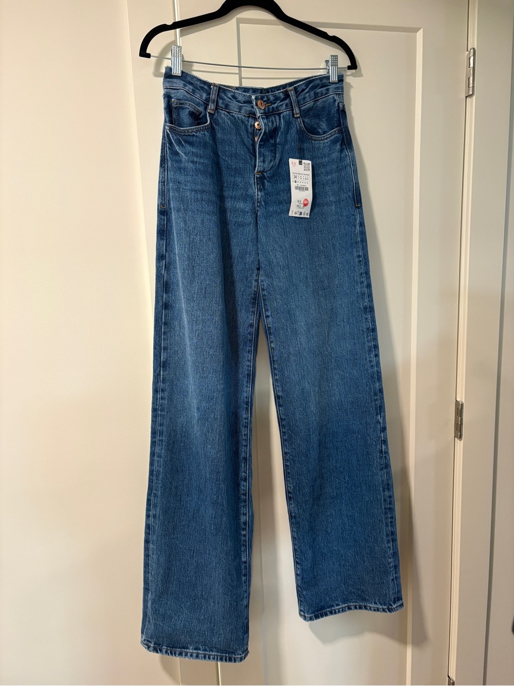 Zara MID-RISE Z1975 WIDE LEG LOOSE SELVEDGE JEANS 6164/163/427